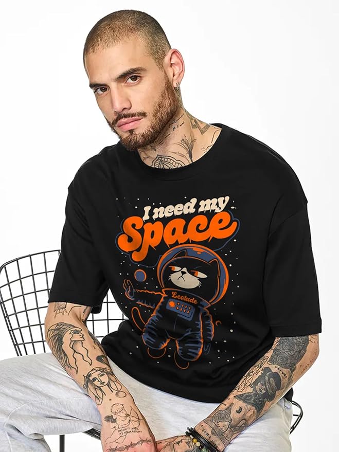 LEOTUDE Oversized Cotton-Blend T-Shirt (Black)