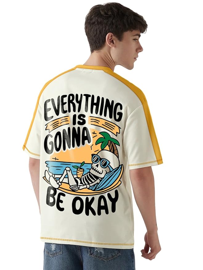 crazymonk Every Thing is Gonna Be Okay Graphic Printed Oversized T-Shirt - Multi Color
