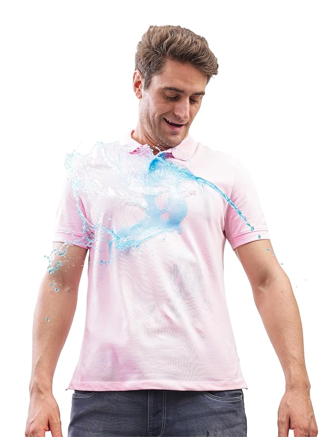 TURMS Anti Stain Casual Polo Men's T-Shirt Collared Neck Half Sleeves | Anti Odor Water Repellent | Stretchable Cotton Rich Solid | Available in Plus Sizes