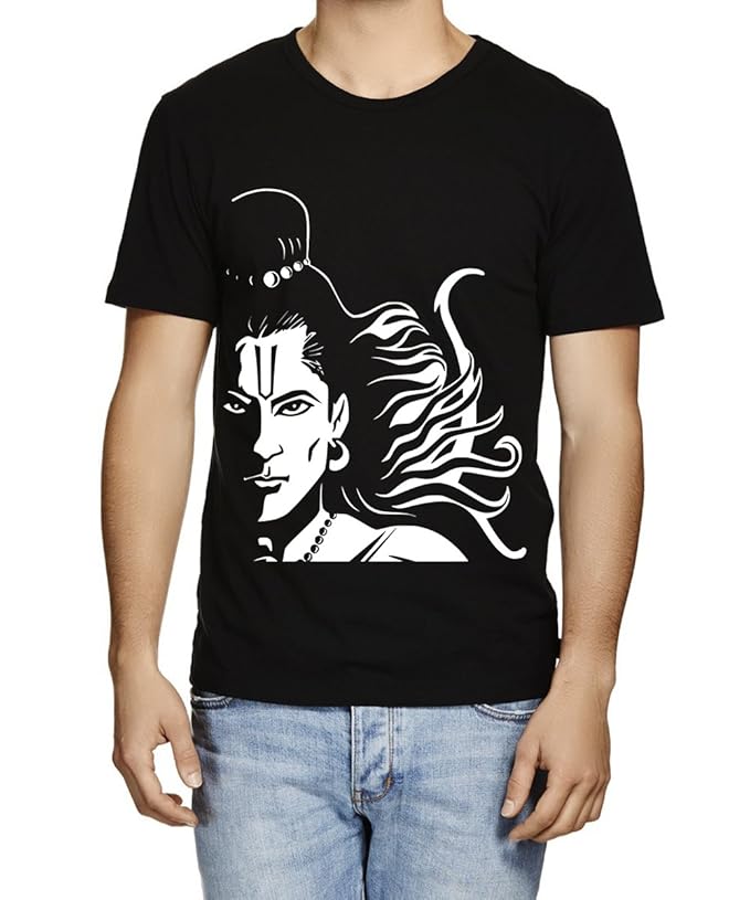 Caseria Men's Cotton Printed T-Shirt -R for Ram | 100% Cotton | Half Sleeves | Regular Fit | Printed | Round Neck | Graphic T Shirt Clothing T-Shirts