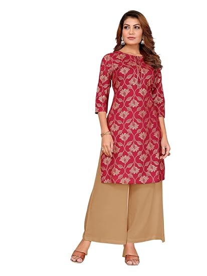 rangita Rayon Straight Printed Knee Length Kurti | Kurta for Women