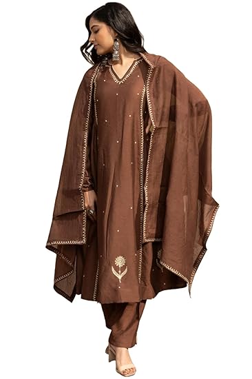 ANNI DESIGNER Women's Rayon Viscose Straight Embroidery Kurta with Pant and Dupatta