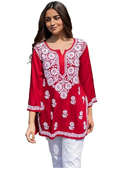 Sidhidata Women Rayon Regular Stylish Kurti with 3/4 Sleeves & Beautiful Neck Embroidery Ideal for Casual Office Wear & Everyday Comfort (Kurti Angell) Clothing Kurtis