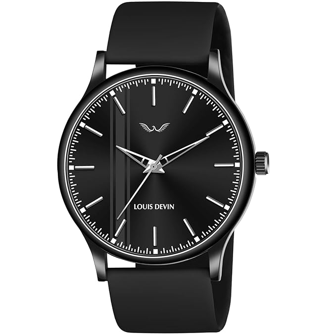 LOUIS DEVIN Silicone Strap Analog Wrist Watch for Men (Black/Blue/Red) | LD-BK054