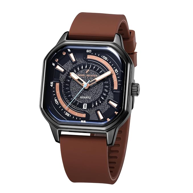 Daniel Hechter Paris Rivoli Collection Modern Analog Watch for Men with Octagon Dial and Silicon Band- Accessories Watches