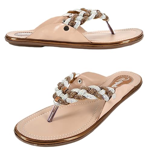 Womens Kolhapuri Embroidered Chappal, Traditional Handmade Ethnic Open-Toe Flats, Synthetic Material, Memory Foam Insole, Slip-On Sandals for women