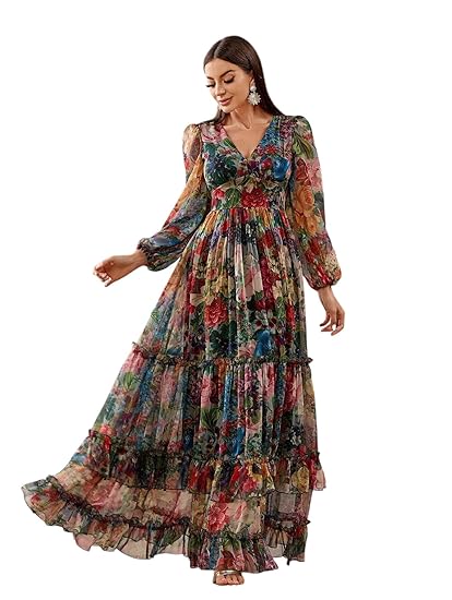 LITZO Dress for Women || Western Dresses for Women || One Piece Maxi Dress (L-29-31-1) Clothing Dresses