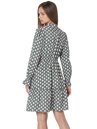 VERO MODA Floral Printed A-Line Tiered Dress | Full Sleeves | Casual Dresses Clothing Dresses