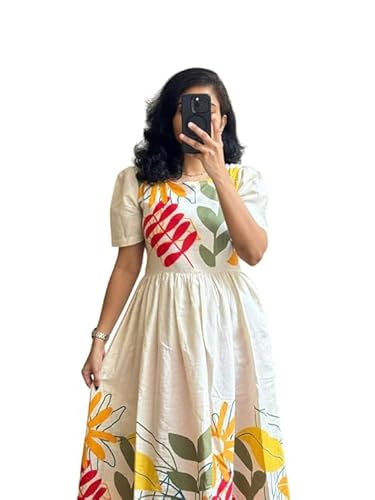 ROYALICA Women's Pure Cotton Maxi Midi Dress Western Dress for Women Elegant Floral Printed Long Dresses | Soft & Breathable Fabric | Casual Trending Dress for Women