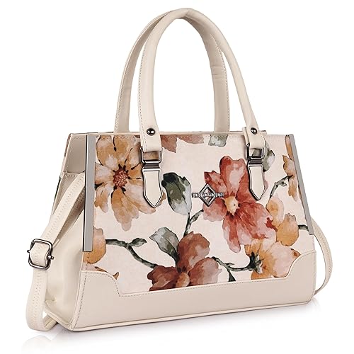 Synthetic Leather Stylish Floral Printed Unique Design Side Shoulder Crossbody Top Handle Handbag For Women