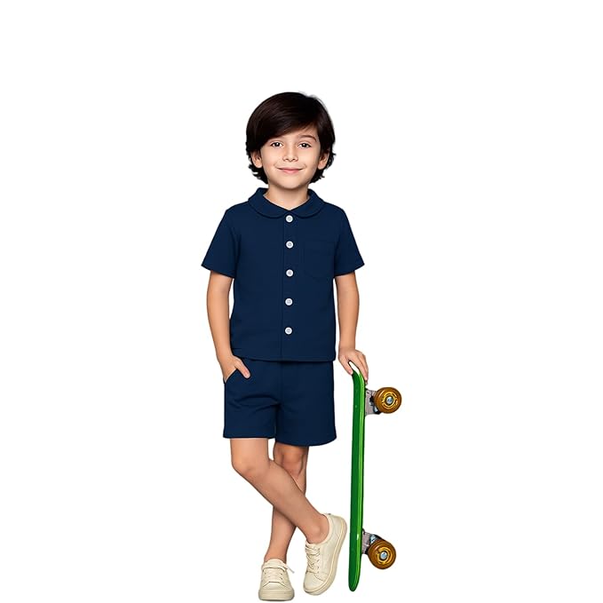 LUAY Comfort-Fit Boys' Shirt and Shorts Set | Soft Cotton, Half Sleeve, Trendy Summer Outfit for Toddlers & Preshooler Clothing Shirts