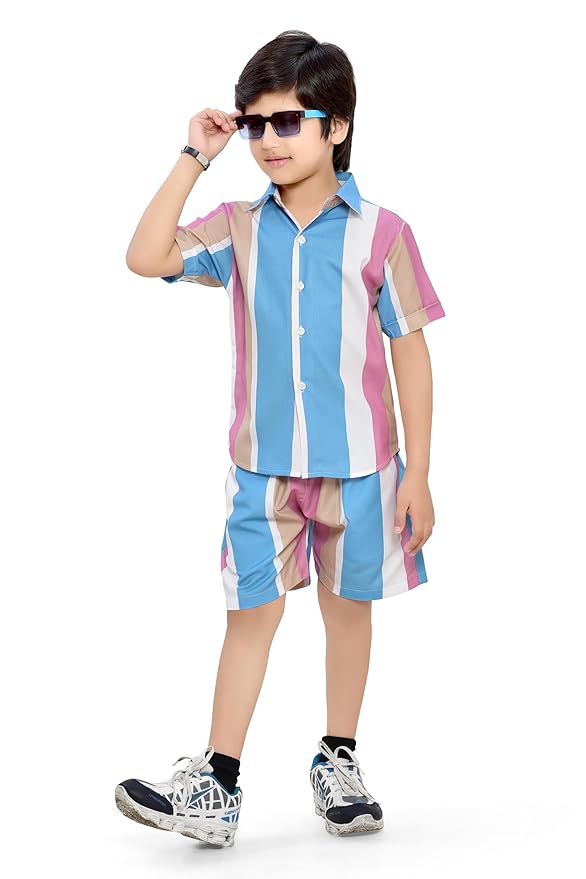 Boys Clothing Set | Stylish Kids Co-ord Set for Boys | Cotton Shirt & Shorts Combo | Kids Dress Boy | Casual Kids Clothes for Boys | Summer Kids Wear & Casual Outfit 2-15Y Clothing Shirts