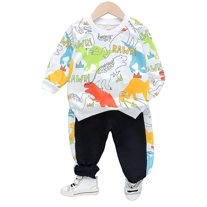 Boys Polycotton Printed Sweatshirt With Joggers Clothing Shirts