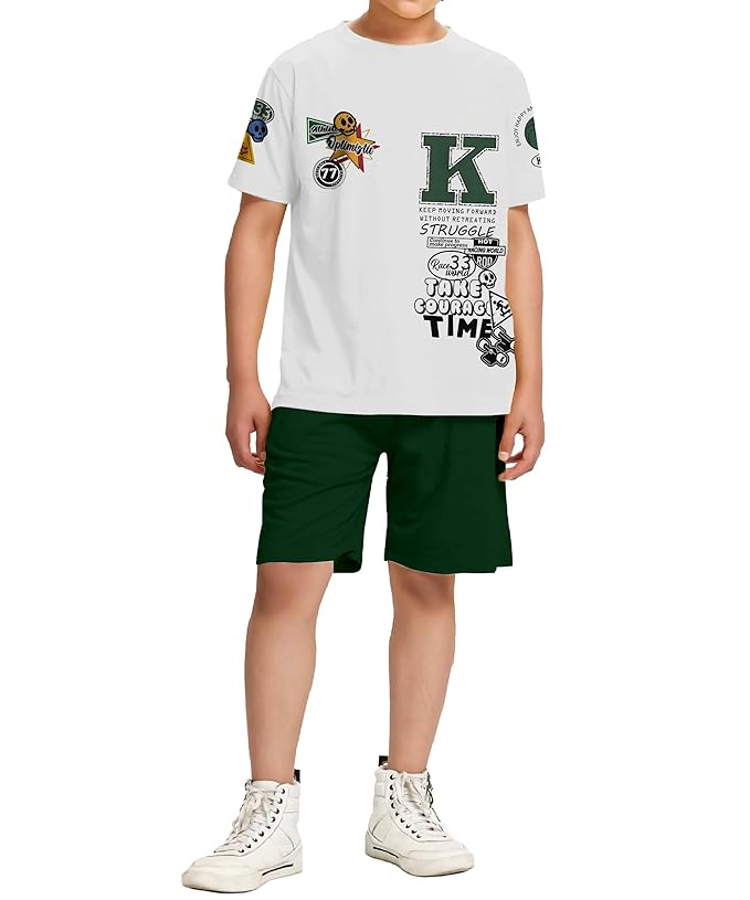 100% Pure Cotton Boys Premium Printed Tshirt and Shorts Co-ords Set (Pack of 1)