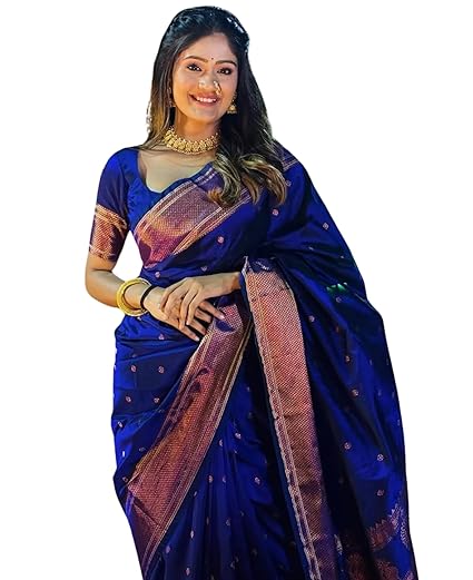 C J Enterprise Women's Banarasi Saree Pure Kanjivaram Style Silk Saree With Blouse Piece for Wedding (BS09) Clothing Sarees