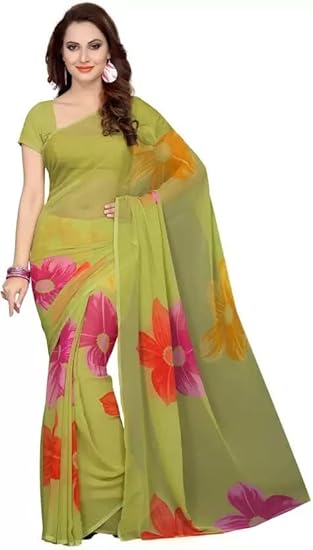 Yashika Women Georgette Standard Length Saree Clothing Sarees