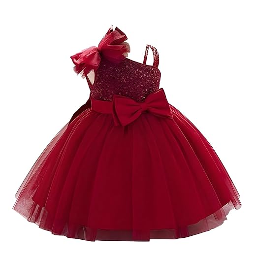Niren Enterprise Barbet Sequence Embroidered Net Flaired Sleeve Less Baby Knee Length Girl's Frock Clothing Dresses