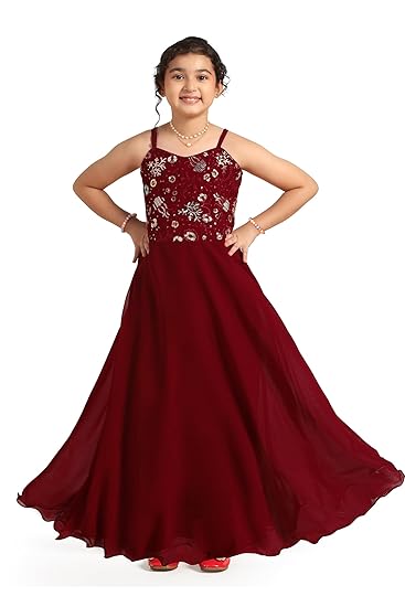 Fashion Dream Girls Embroidered Maxi Dress|Ethnic Dress Clothing Dresses