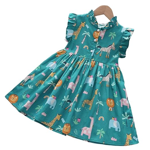 TAGAS Baby-Girl's Rayon Fit and Flare Knee-Length Frock Clothing Dresses