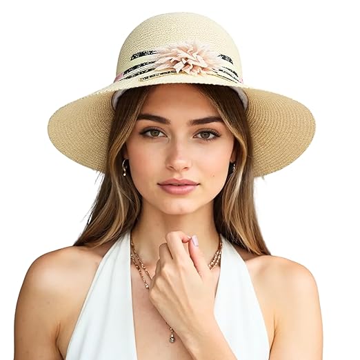 DEDICATED Womens Mens Wide Brim Straw Panama Hat Fedora Summer Beach Sun Hat UPF Straw Hat for Women