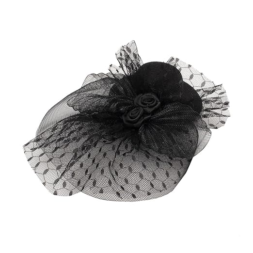 Radhu & Kabby Fascinator Hat with Hexagonal Mesh Veil Bow and Roses | Two Alligator Clips for Grip | Hair Accessory for Weddings, Outings and Special Events