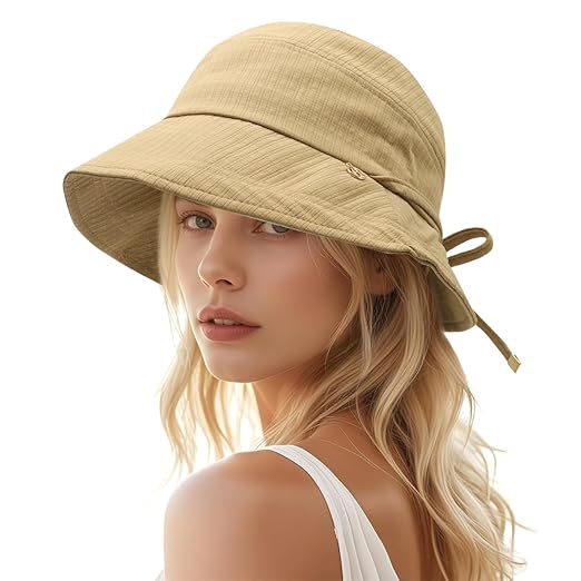 SANNIDHI® Sun Hats for Women Bucket Hat for Women, Wide Brim Summer UV Protection Beach Hat, Outdoor Casual Womens Hats with Chin Strap, Fashion Ladies Gift Accessories Hats women all_season 