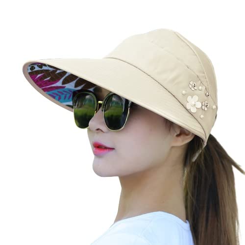 Alexvyan Sun Visor Hats for Women UV Protection Wide Brim Summer Cap for Girls Hat UV Protection Breathable Casual Beach Hat, Sun Protection Cap for Women-24