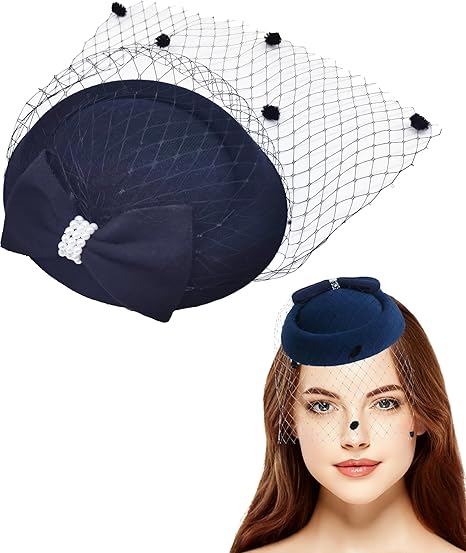 SQUISHY Fascinator Hats for Woman, Hats for Women & Black Hat for Woman - Elegant Vintage Style Headpiece with Bow Clips for Hair, Perfect Accessories for Women Stylish Occasions Accessories Hats