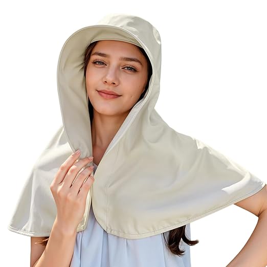 SANNIDHI® Women's Sun Hat UPF 50+ Ultra Wide Brim Sun Hat with 360° Coverage Neck Flap Breathable Cotton Shawl for Women for Beach,Outdoor Work,Walking Travel