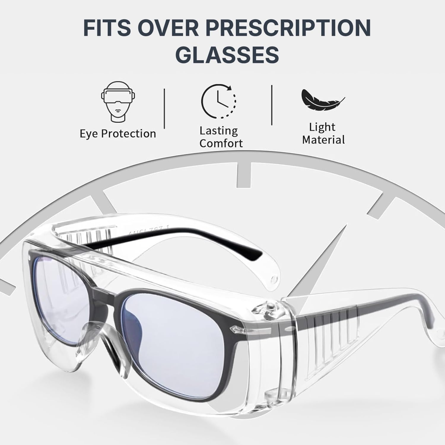Yugan Safety Goggles for Men & Women | Bike Riding & Dust Safety Transparent Glasses | Lightweight, Anti-Fog, UV Protective, Scratch-Resistant Polycarbonate Lens for Lab & Industrial Use