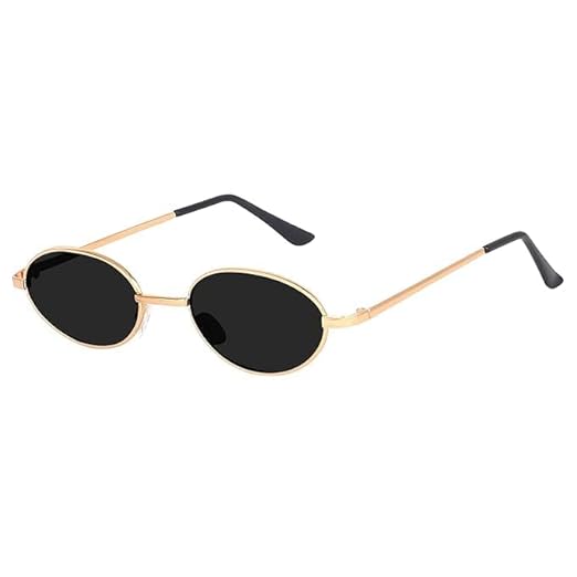 ARZONAI Ponderable UV Protection Coating Round Sunglasses for Men and Women Classic Metal Sun Glasses (Gold-Black)