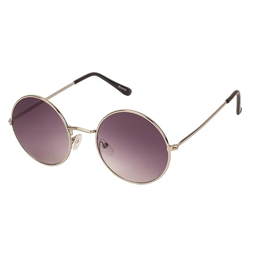 ARZONAI Barkley Round Silver-Black UV Protection Sunglasses For Women [MA-029-S8 ]