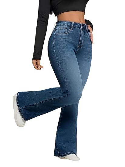 Ben Martin Women’s High Waist Jeans || Flared Bell Bottom Bootcut Pants || Wide Leg Stretch Denim – Perfect for Travel, Party & Everyday Use – Sizes 26–40 (2) Clothing Jeans