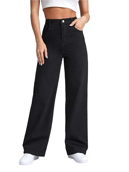 KOTTY Women’s High Waist Wide Leg Flared Jeans with Trendy Fit and Clean Look | Comfortable & Stylish Denim for Women Clothing Jeans