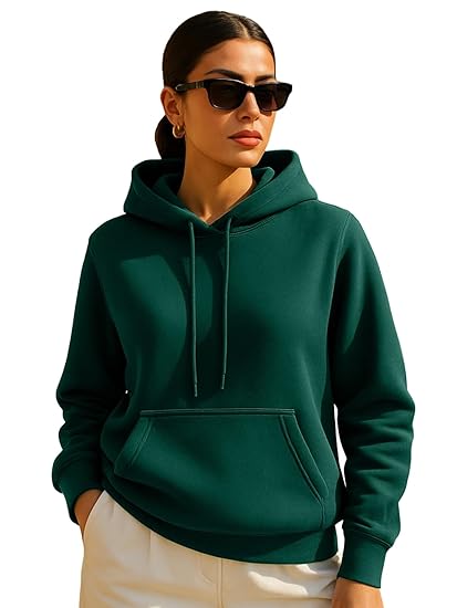 JUNEBERRY® Cotton Spun Casual Solid Full Sleeves Women Stylish Hooded Neck Regular Fit Hoodie for Winter Clothing Hoodies