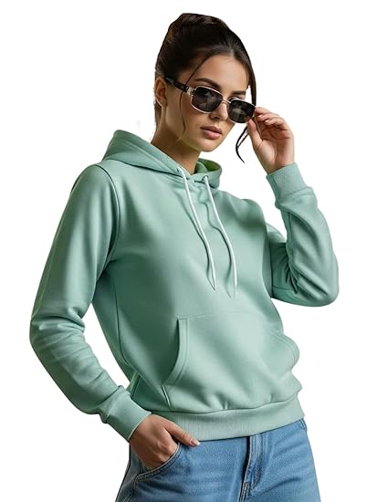 JUNEBERRY® Cotton Fleece Regular Fit Solid Sweatshirt Winter Wear Jumper Full Sleeve Hoodie for Women (Sizes- S to 3XL)