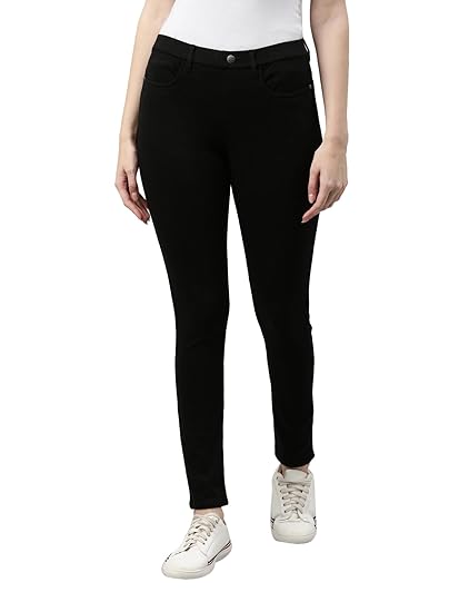 GO COLORS Women High Rise Solid Super Stretch Fit Jeggings Clothing Jeans