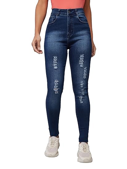 Miss Chase Women's Skinny Fit High Rise Regular Length Stretchable Denim Jeans Clothing Jeans