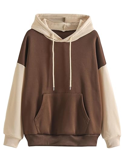 TAGAS Unisex Color Block Hoodies for Men & Women – Casual Oversized Pullover with Kangaroo Pocket & Drawstring Hood|Winter wear for Womens|