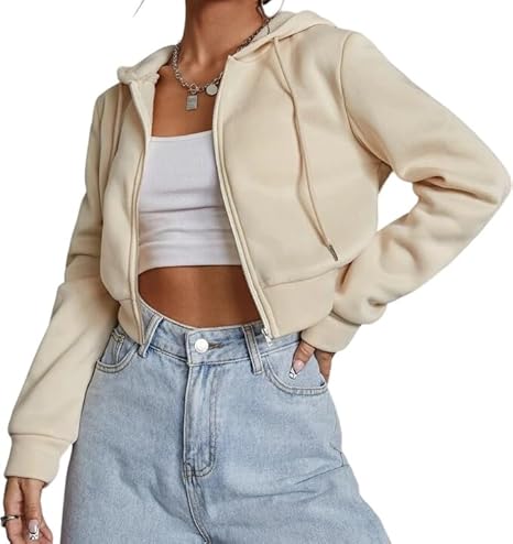 PDK Fashion Solid Long Hooded Neck Hoodie Zipper Crop Jacket for Women's