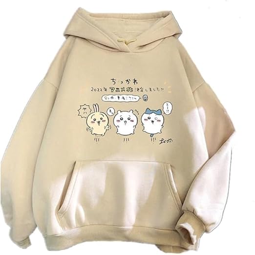 PDK Fashion Anime Couple Print Long Sleeves Winter Hoodie with Front Pocket Men's & Women's Sweater Clothing Hoodies women all_season 