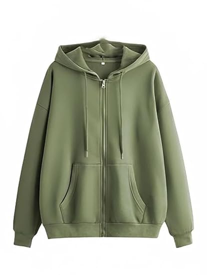 Casual Solid Full Sleeves Women Stylish Hooded Neck Fleece Zipper Hoodie for Winter