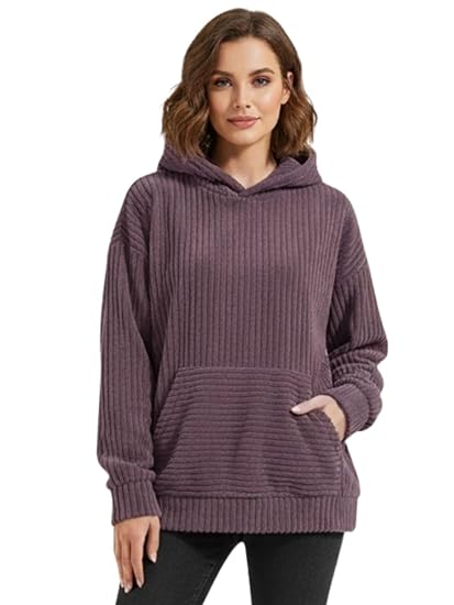 GRECIILOOKS Premium Corduroy Hoodie for Women | Unisex Winter Sweatshirt | Oversized Hoodies for Womens | Stylish Look for Girls | Warm Sweater for Winter Clothing Hoodies
