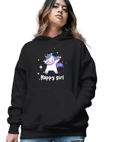LIULA Corporation Color Happy Girl Latest Printed Stylish Casual Trendy Best Winter Jacket Hoodie Hoodies for Women and Girls Clothing Hoodies