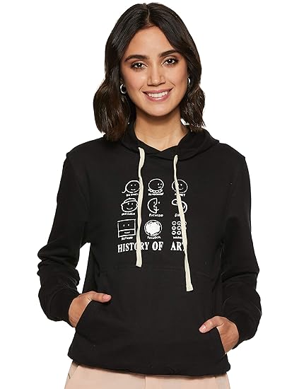 Campus Sutra Women's Zip-Front Hoodie with Ribbed Hem for Casual Wear | Hooded Neck | Long Sleeve | Drawstring Closure | Cotton Sweatshirt Crafted with Comfort Fit for Everyday Wear