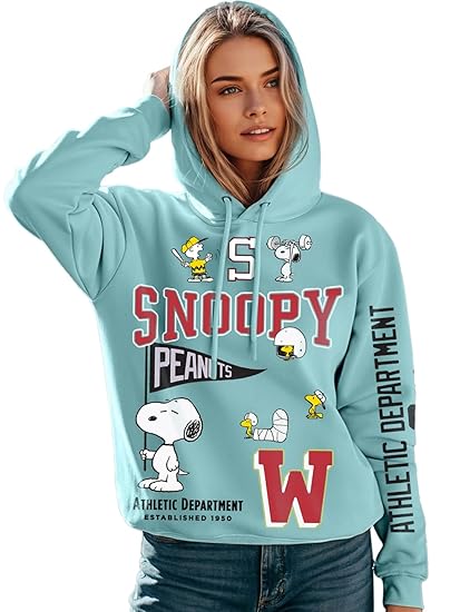 Bewakoof X Peanuts Women's Polycotton Oversized Fit Hoodies | Hoodie for Women Winter Wear Clothing Hoodies