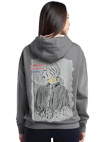 Bewakoof Heavy Duty 1.0 Women Graphic Print Oversized Fit Full Sleeve Hooded Fleece Hoodies
