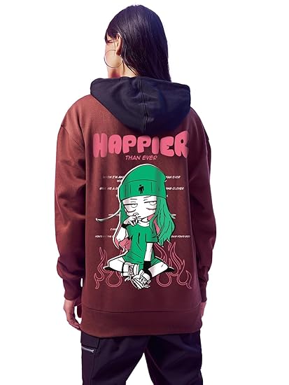 Bewakoof Women's Graphic Printed Oversized Fit Full Sleeve Fleece Hoodies Clothing Hoodies
