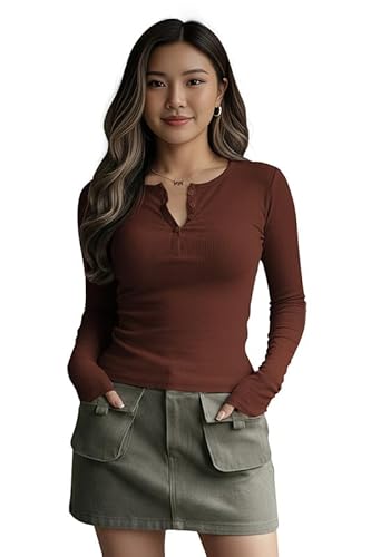 Dream Beauty Fashion Women's Long Sleeve Slim Fit Top/T-Shirt Henley Neck Casual (Top-Saiyaara-1) Clothing T-Shirts