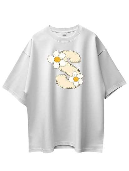 Women's Pure Cotton Casual T-Shirt – Name Art Alphabet Graphic Tee | Unisex Fit (Oversized) | 220 GSM | Half Sleeve, Round Neck | S–2XL | Black